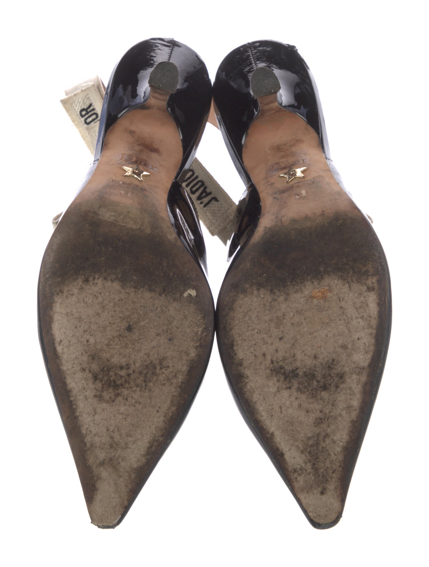 Christian Dior Patent Leather Bow Accents Slingback Pumps